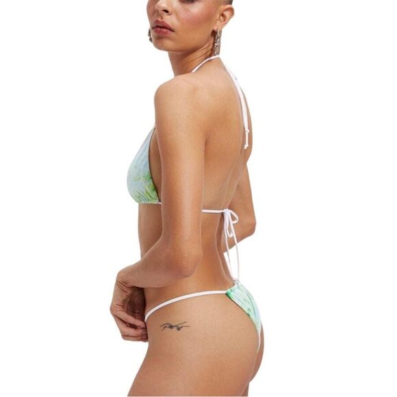 Good American Green White‎ Tie-Dye String Triangle Bikini Set Size 2 Medium New - Picture 11 of 11